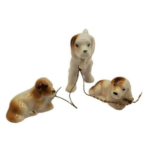 Vintage Ceramic Cocker Spaniel‎ Mother and Puppies Chains Japan